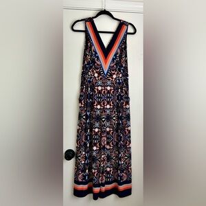 Vince Camuto Women’s Size 4 Jumpsuit Geometric Navy Blue, White and Orange